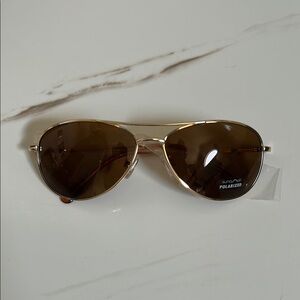 SUNCLOUD Gold and Brown Aviator Sunglasses